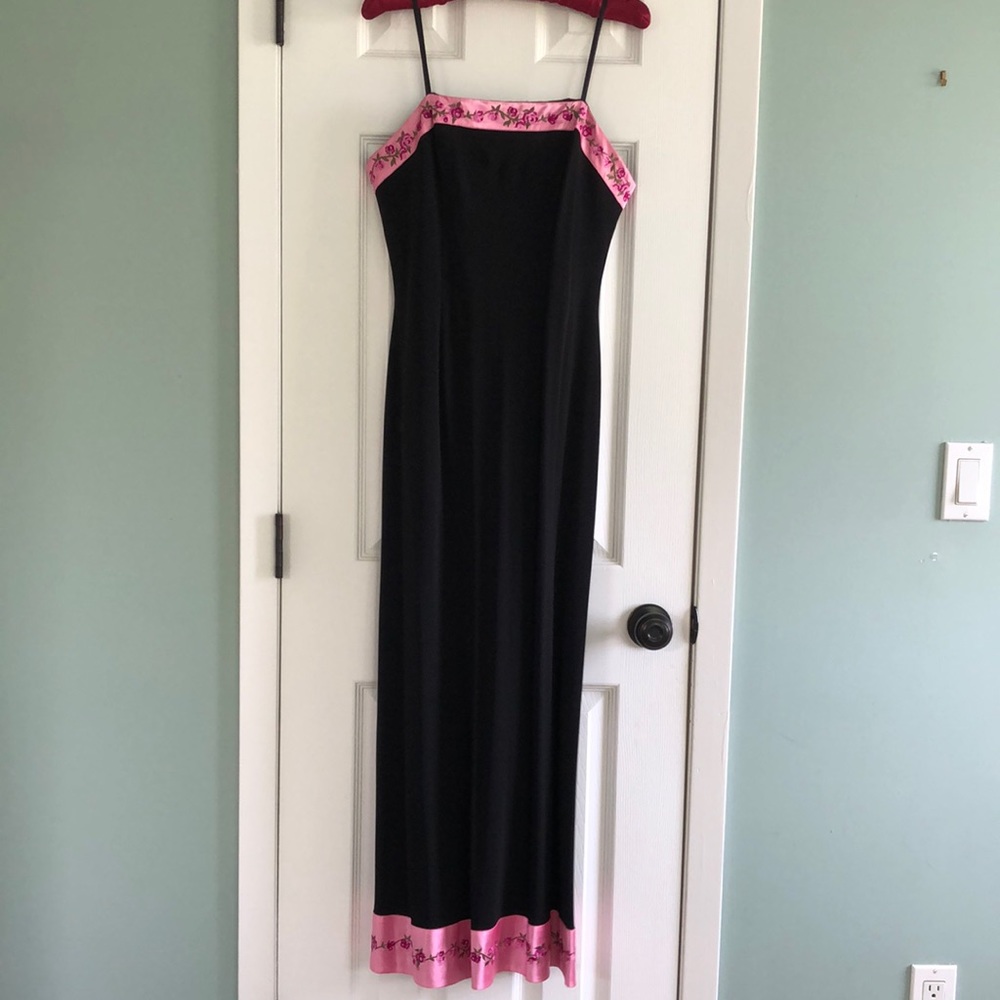 Adrianna Papell Boutique Strapless Gown w Pink Trim 10 Petite New Never Worn